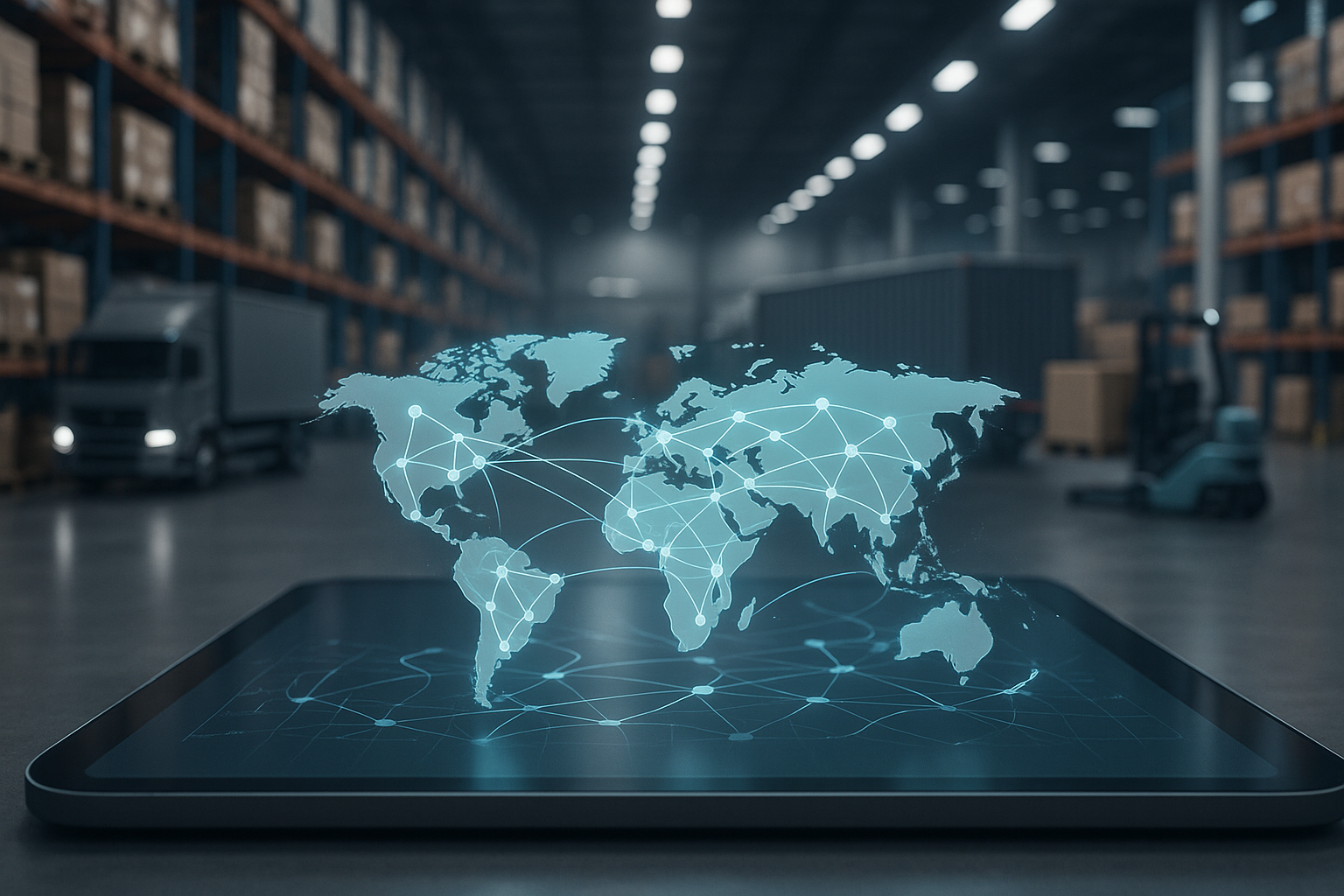 20251125 1608 futuristic logistics hub simple compose 01kawpfgejek2vjkd9jf4vnpj8